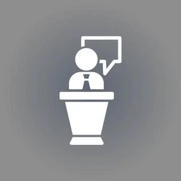 Lectern with microphone icon stock vector illustration flat design Stock Illustration