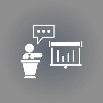 Lectern with microphone icon stock vector illustration flat design Stock Illustration