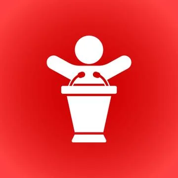 Lectern with microphone icon stock vector illustration flat design Stock Illustration