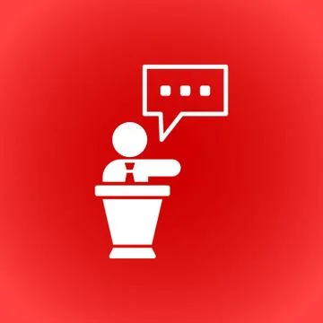 Lectern with microphone icon stock vector illustration flat design Stock Illustration