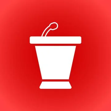 Lectern with microphone icon stock vector illustration flat design Stock Illustration