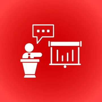 Lectern with microphone icon stock vector illustration flat design Stock Illustration