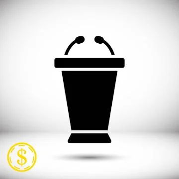 Lectern with microphone icon stock vector illustration flat design Stock Illustration
