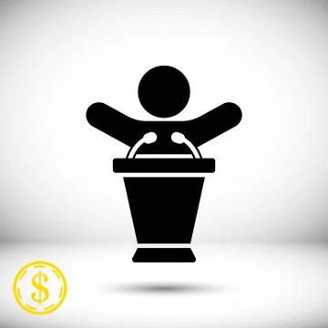 Lectern with microphone icon stock vector illustration flat design Stock Illustration