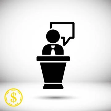 Lectern with microphone icon stock vector illustration flat design Stock Illustration