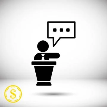 Lectern with microphone icon stock vector illustration flat design Stock Illustration