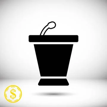 Lectern with microphone icon stock vector illustration flat design Stock Illustration