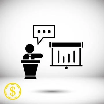 Lectern with microphone icon stock vector illustration flat design Stock Illustration