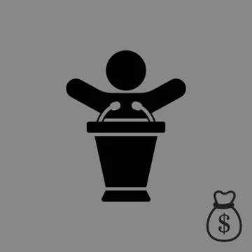 Lectern with microphone icon stock vector illustration flat design Stock Illustration