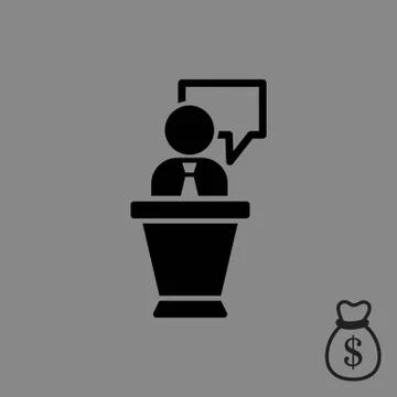 Lectern with microphone icon stock vector illustration flat design Stock Illustration