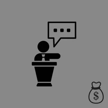 Lectern with microphone icon stock vector illustration flat design Stock Illustration
