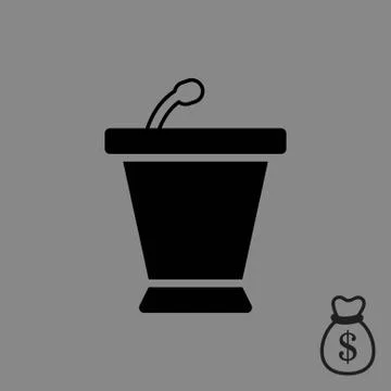 Lectern with microphone icon stock vector illustration flat design Stock Illustration