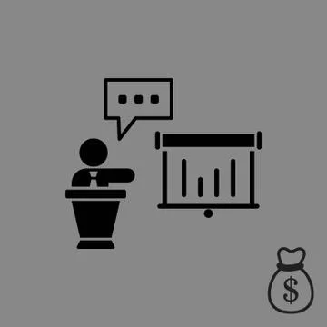 Lectern with microphone icon stock vector illustration flat design Stock Illustration