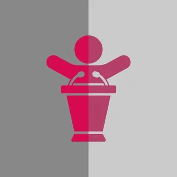 Lectern with microphone icon stock vector illustration flat design Stock Illustration