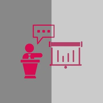 Lectern with microphone icon stock vector illustration flat design Stock Illustration