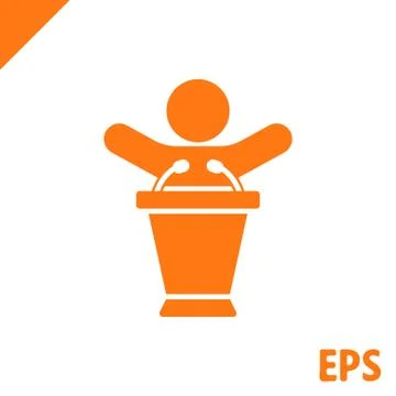 Lectern with microphone icon stock vector illustration flat design Stock Illustration