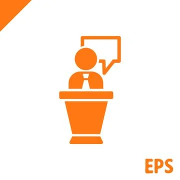 Lectern with microphone icon stock vector illustration flat design Stock Illustration