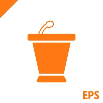 Lectern with microphone icon stock vector illustration flat design Stock Illustration