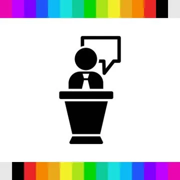 Lectern with microphone icon stock vector illustration flat design Stock Illustration