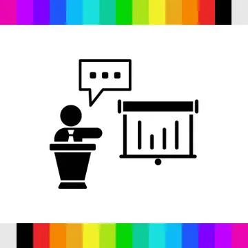 Lectern with microphone icon stock vector illustration flat design Stock Illustration