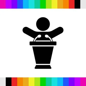 Lectern with microphone icon stock vector illustration flat design Stock Illustration