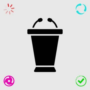 Lectern with microphone icon stock vector illustration flat design Stock Illustration