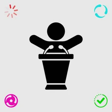 Lectern with microphone icon stock vector illustration flat design Stock Illustration