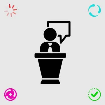 Lectern with microphone icon stock vector illustration flat design Stock Illustration