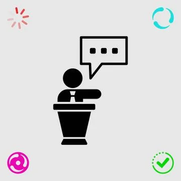 Lectern with microphone icon stock vector illustration flat design Stock Illustration