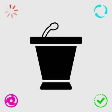 Lectern with microphone icon stock vector illustration flat design Stock Illustration