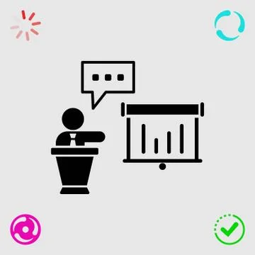 Lectern with microphone icon stock vector illustration flat design Illustrazione stock
