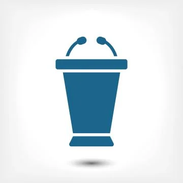 Lectern with microphone icon stock vector illustration flat design Stock Illustration