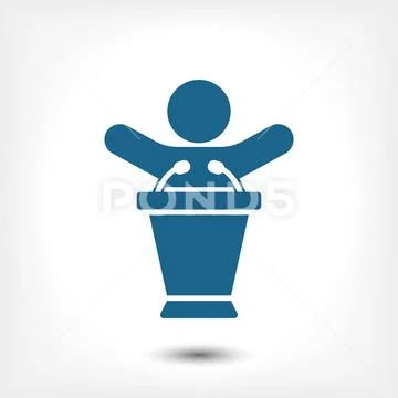 Lectern with microphone icon stock vector illustration flat design Stock Illustration