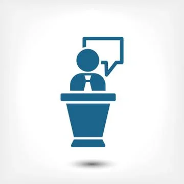 Lectern with microphone icon stock vector illustration flat design Stock Illustration