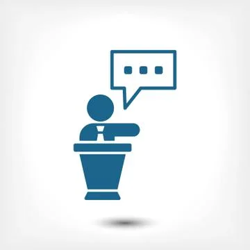 Lectern with microphone icon stock vector illustration flat design Stock Illustration