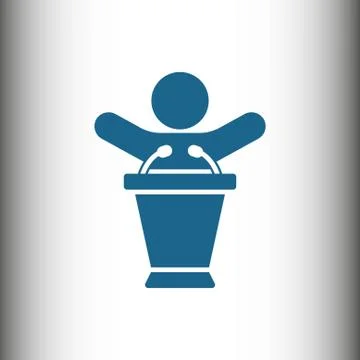 Lectern with microphone icon stock vector illustration flat design Stock Illustration