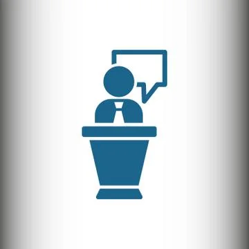 Lectern with microphone icon stock vector illustration flat design Stock Illustration