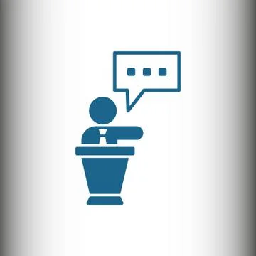 Lectern with microphone icon stock vector illustration flat design Stock Illustration