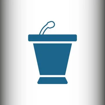 Lectern with microphone icon stock vector illustration flat design Stock Illustration