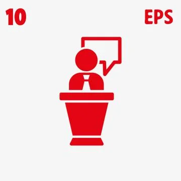 Lectern with microphone icon stock vector illustration flat design Stock Illustration