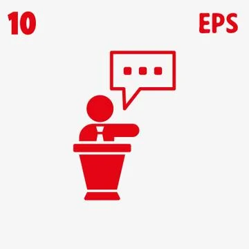 Lectern with microphone icon stock vector illustration flat design Stock Illustration