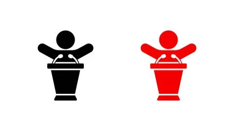 Lectern with microphone icon stock vector illustration flat design Stock Illustration
