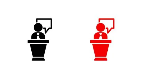 Lectern with microphone icon stock vector illustration flat design Stock Illustration