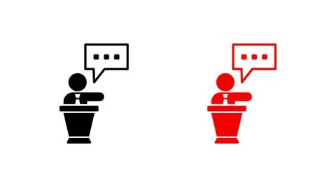 Lectern with microphone icon stock vector illustration flat design Stock Illustration