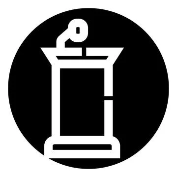 Lectern with microphone representing public speaking and presentation Stock Illustration