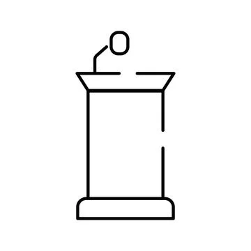 Lectern with microphone representing public speaking and presentation Stock Illustration