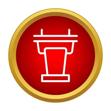 Lectern podium icon in red round frame Stock Illustration