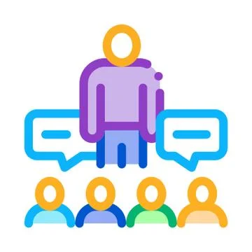 Lector discuss with audience icon vector outline illustration Illustrazione stock