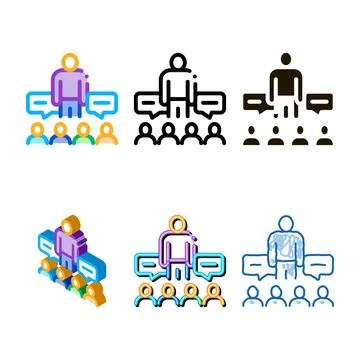 Lector discuss edition with audience icon vector outline Stock Illustration