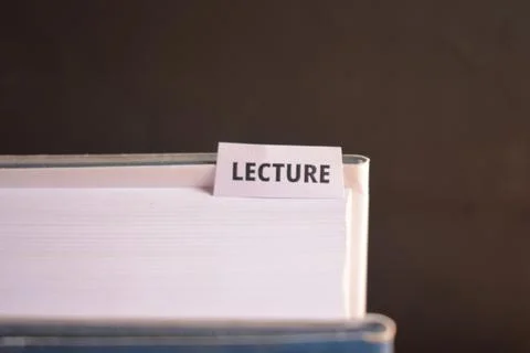 Lecture Bookmark Inserted in Book Representing Education, Teaching and Acad.. Stockfoto's